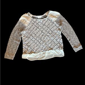 Cream & Black Lace 3/4 Sleeve Top - Size M